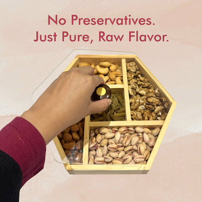 Dry Nuts & Fruits Box with 5 Sections - Hexagonal Platter (Medium Size)