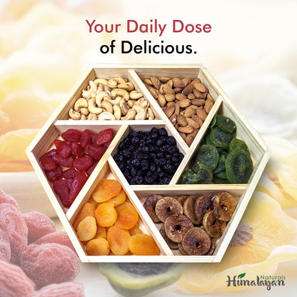 Dry Fruit & Nuts Box with 7 Sections - Hexagonal Gift Platter (Large Size)