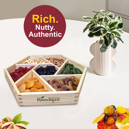 Dry Fruit & Nuts Box with 7 Sections - Hexagonal Gift Platter (Large Size)