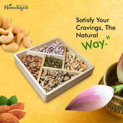 Dry Fruits & Nuts Wooden Gift Box - 5 Sections Square Platter (Medium Size) (Copy) (Copy)