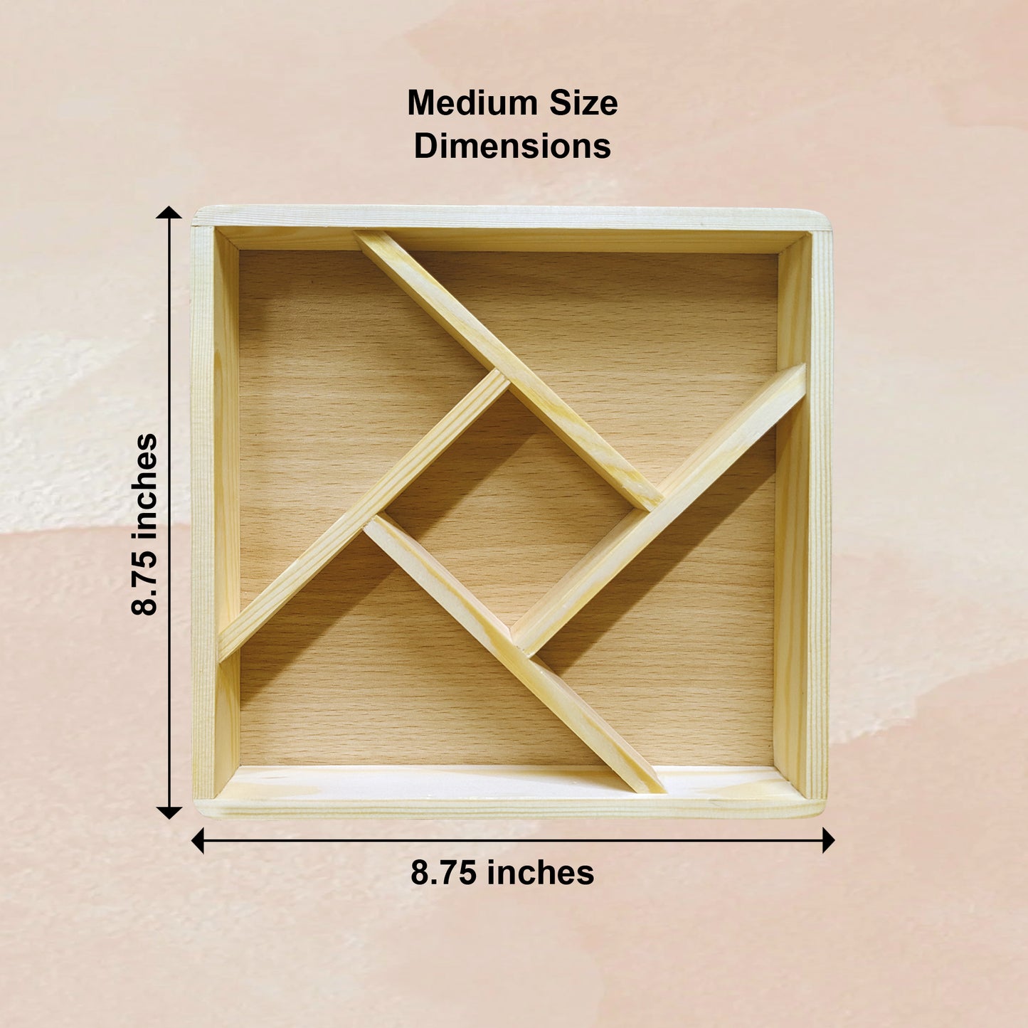Dry Fruits & Nuts Wooden Gift Box - 5 Sections Square Platter (Medium Size) (Copy) (Copy)