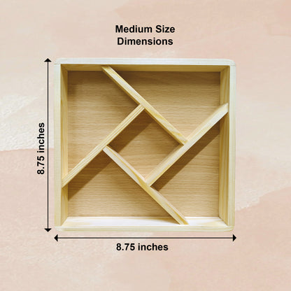 Dry Fruits & Nuts Wooden Gift Box - 5 Sections Square Platter (Medium Size) (Copy) (Copy)