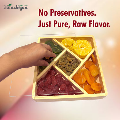 Dry Fruits & Nuts Wooden Gift Box - 5 Sections Square Platter (Medium Size) (Copy) (Copy)