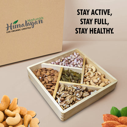 Dry Fruits & Nuts Wooden Gift Box - 5 Sections Square Platter (Medium Size) (Copy) (Copy)