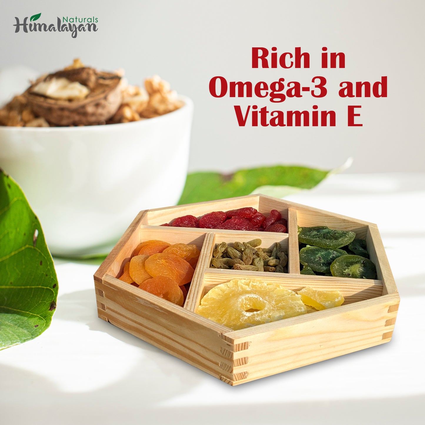 Dry Nuts & Fruits Box with 5 Sections - Hexagonal Platter (Medium Size)