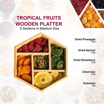 Dry Nuts & Fruits Box with 5 Sections - Hexagonal Platter (Medium Size)